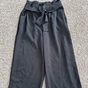 Madewell Black Wide-Leg Tie-Waist Pants